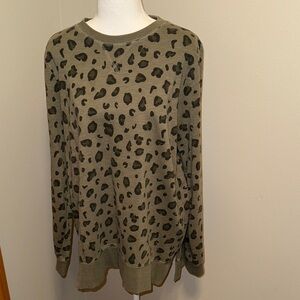 Women’s Sonoma Green/Black Leopard Print Sweatshirt Tunic - Large and New!